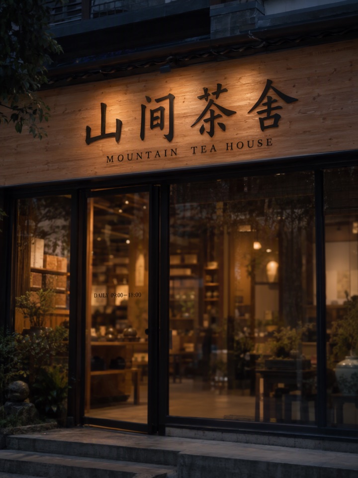 Tea house storefront from moss-image-sft-1.0